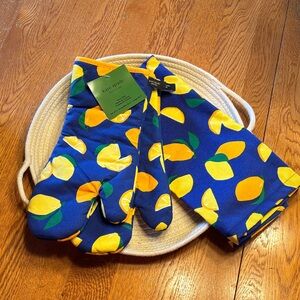 Kate Spade Blue and Yellow Lemon Kitchen Linens Set